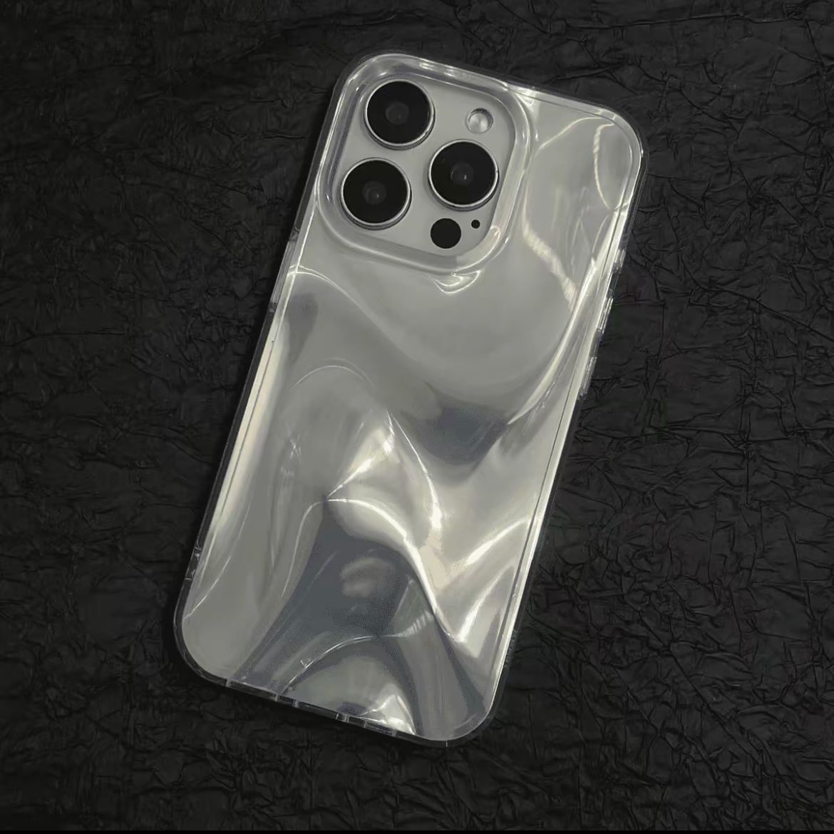 Gilding Satin Pattern Phone Case Blooming Pleated