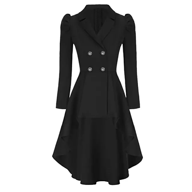 Waist tight Pure Color Split Single breasted Casual Jacket Black - Shop at LoveMi