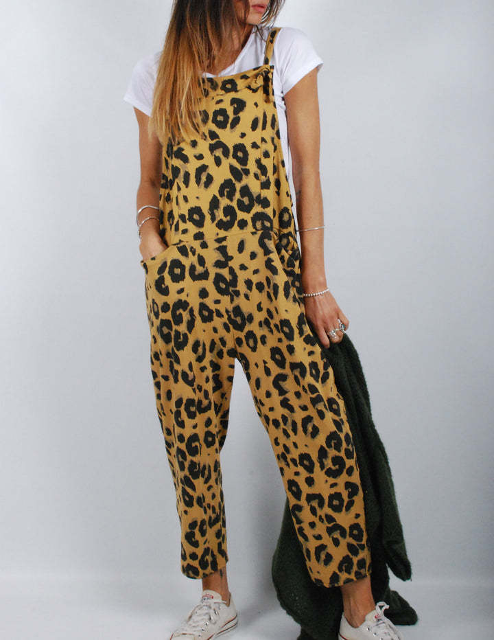 Title 4, Leopard Print Loose Plus Size All-match Jumpsuit