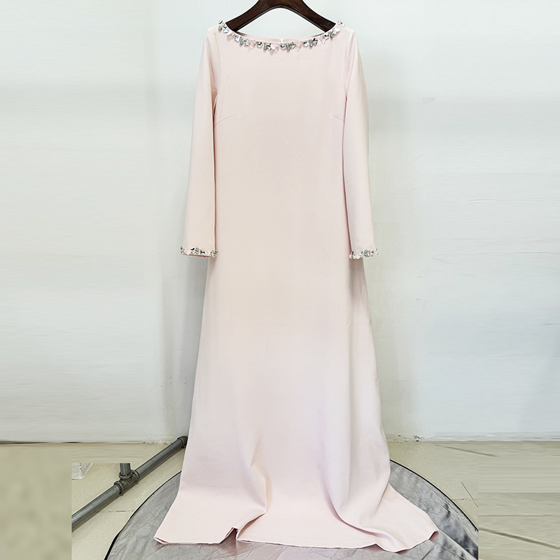 Fashionable Minimalist Beaded Loose-fitting Long Dress