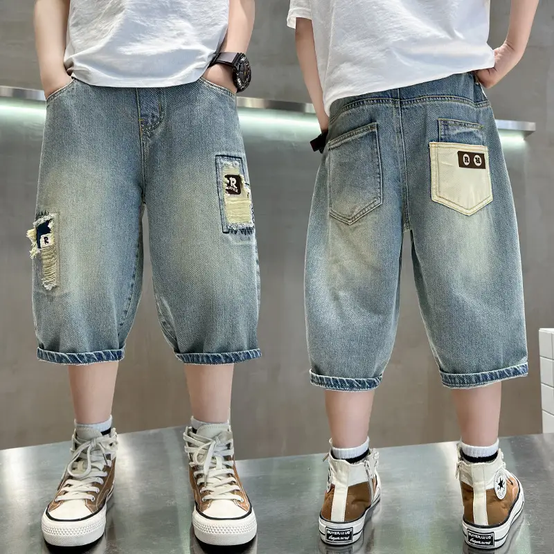 Boy Summer Clothing Shorts Thin Denim