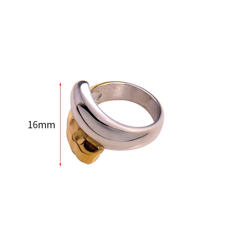 High Polished Stainless Steel Smooth Silver Gold Connection Cross Finger Ring