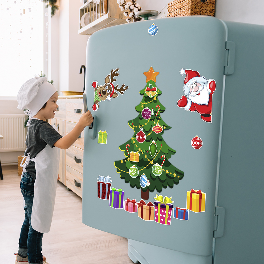 Christmas tree magnetic stickers Santa Claus magnetic holiday decoration party atmosphere