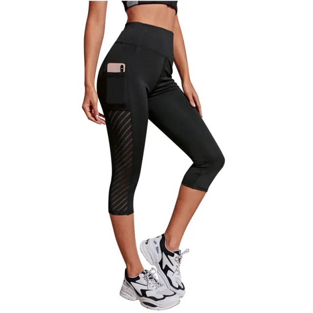 Pocket Slim Fit Cropped Yoga Pants Black - Shop at LoveMi