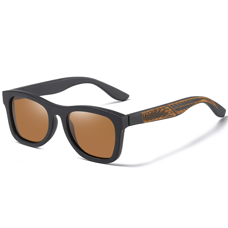 Bamboo Wood Glasses Brushed Black Frame Pattern Leg - Image 4