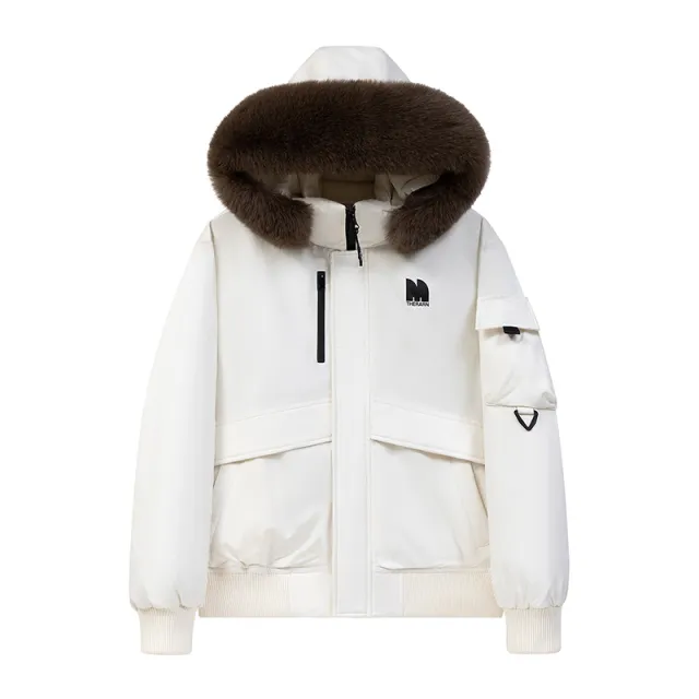 Big Fur Collar Thickened Parka Cotton padded Coat Beige - Shop at LoveMi