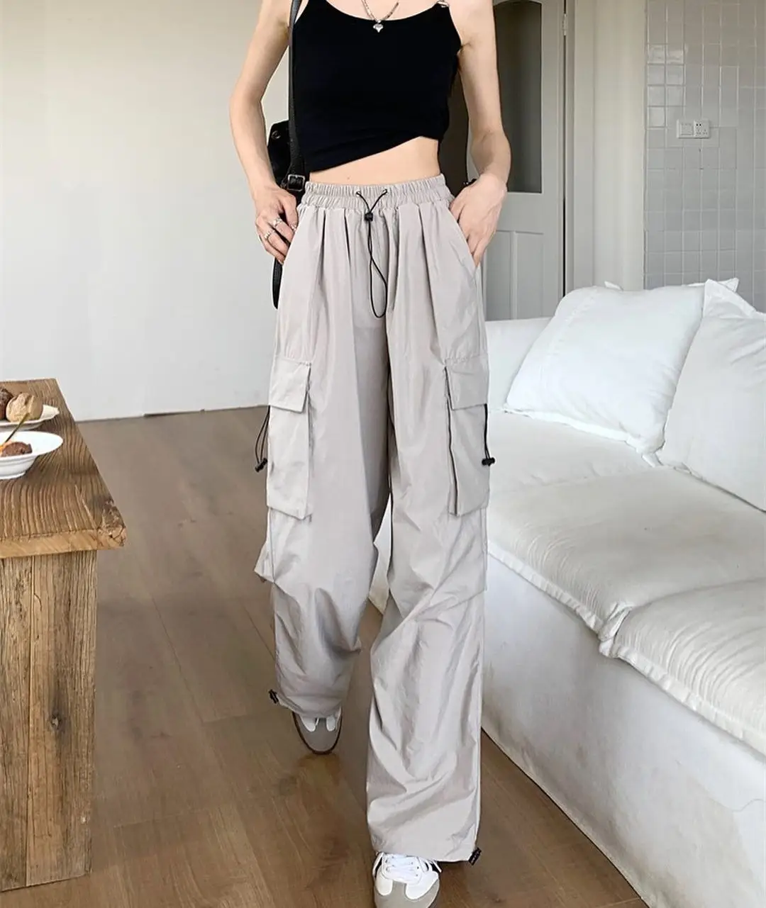 Ultra-thin Wide-leg Design Ankle-tied Dancing Trousers Summer