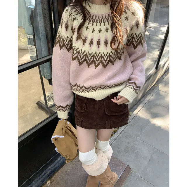 New Younger College Style Pullover Sweater For Women Pink - Shop at LoveMi