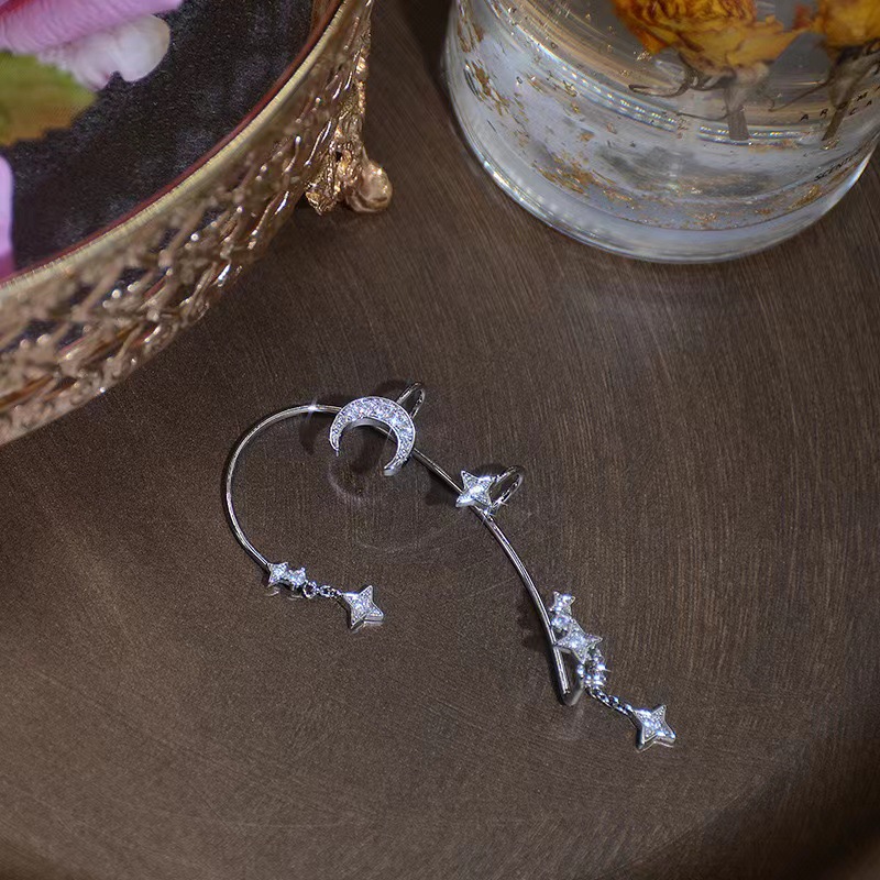 Star Moon Ear Hanging No Pierced Cold Wind Ear Rings - Picture 6 of 7