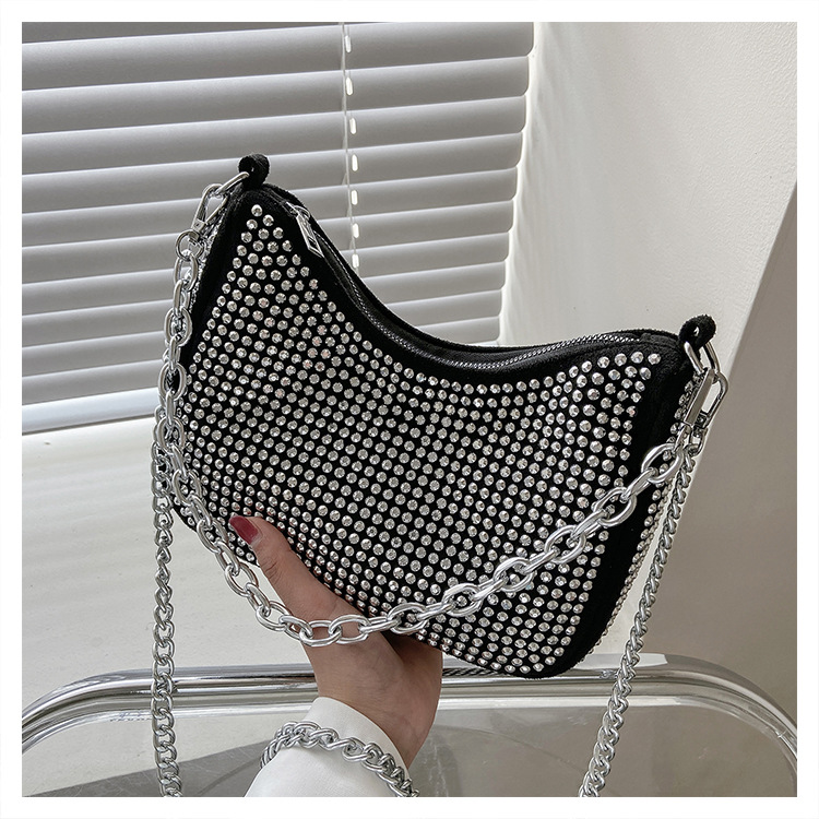 Title 1, Bolsa mensageiro feminina com diamantes brilhan...