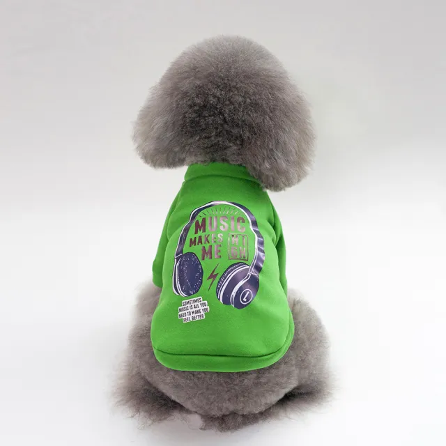 Dog Winter Pet Clothes Brushed Hoody Music Sweater Green - Shop at LoveMi