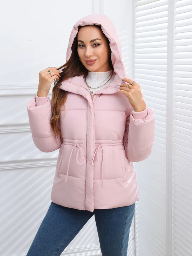 Women Puffer Coat Cotton padded Jacket Cotton padded Pink - Shop at LoveMi