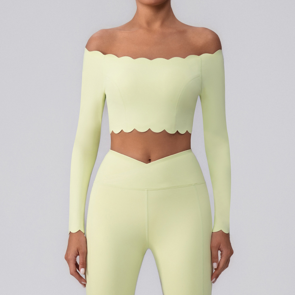 Off-shoulder Yoga Clothing Top Push Up With Breast Pads