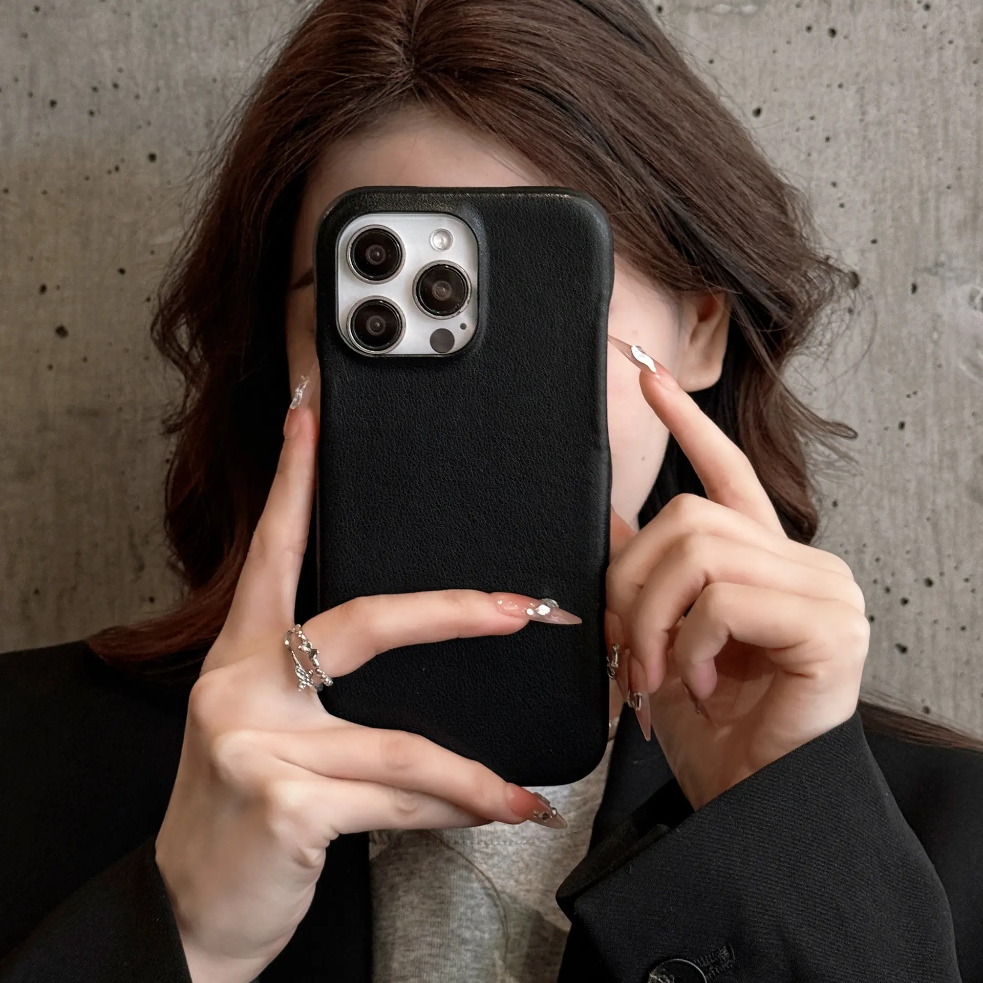 Retro Leather Solid Color Phone Case