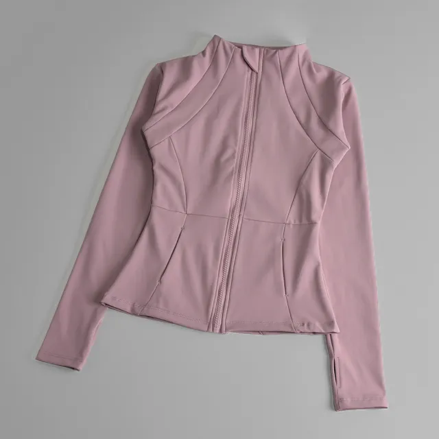 Autumn And Winter Professional Yoga Sports Coat Female Zipper Cardigan Suit Pink - Shop at LoveMi