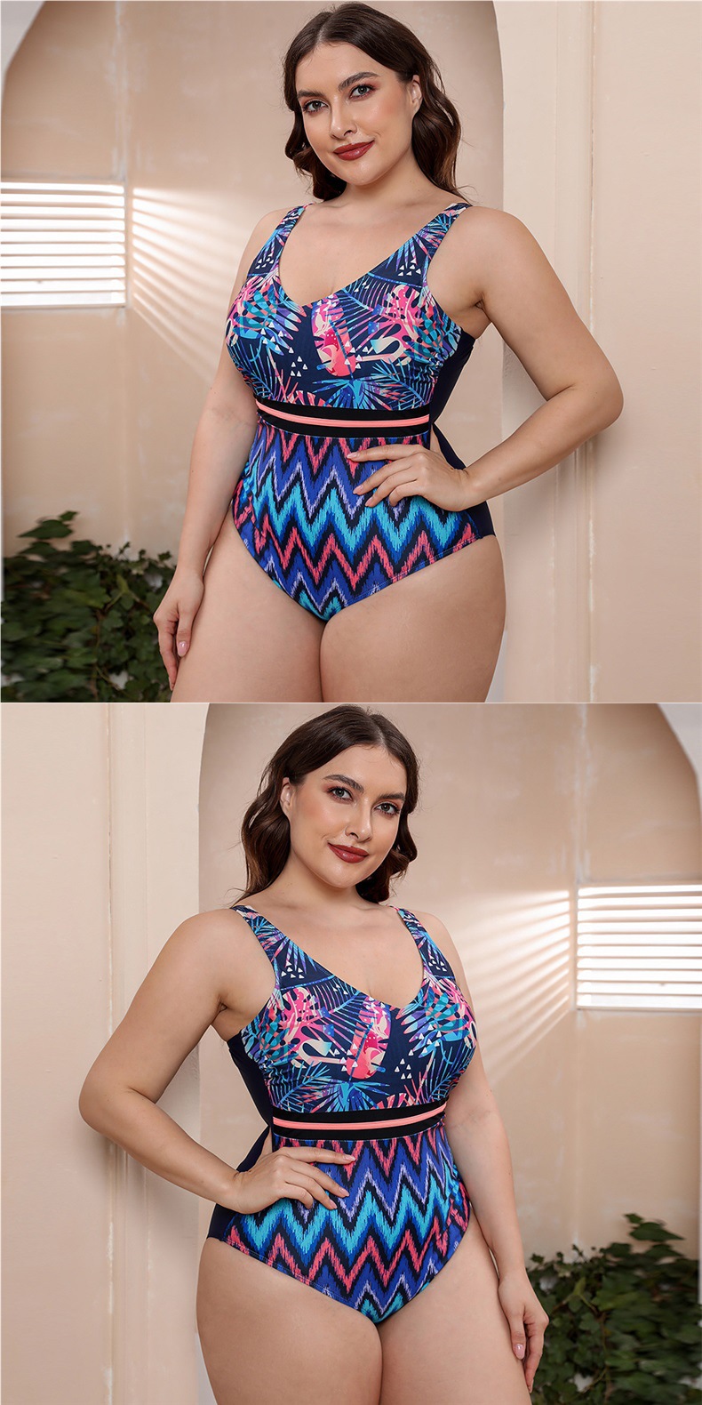 Hot Spring Vacation Spaghetti Straps Striped Vest Swimsuit Printed Women