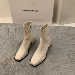 Women's Fashion Brown Martin Boots - Beige - View 1