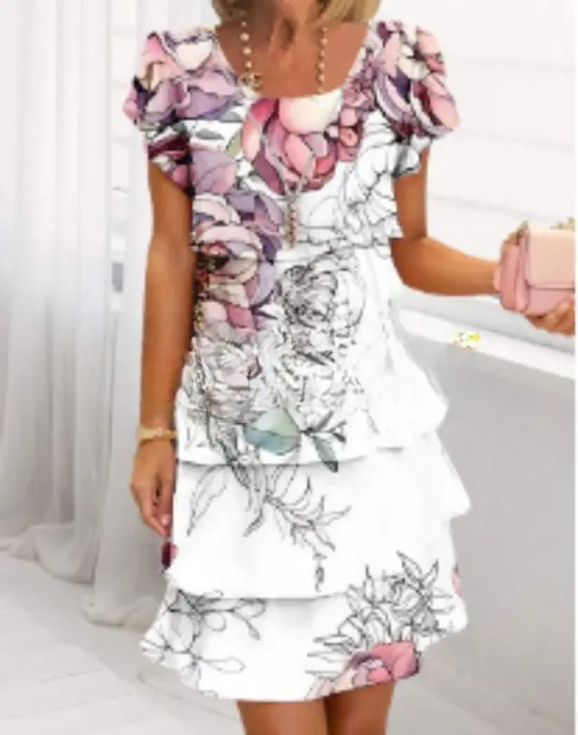 Short Sleeve Round Neck Dress Light Pink - Shop at LoveMi