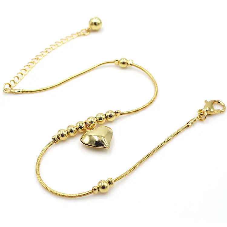 Gothic Gold Color Heart Pendant Anklet