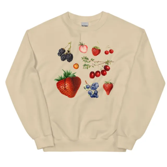 European And American Fashion Mixed Berry Printed Round Neck Autumn And Winter Bottoming Long sleeved Sweater Sand Color - Shop at LoveMi