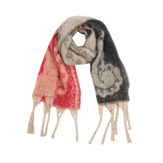 New Thick Tassel Paisley Jacquard Scarf 04 Gray - Shop at LoveMi