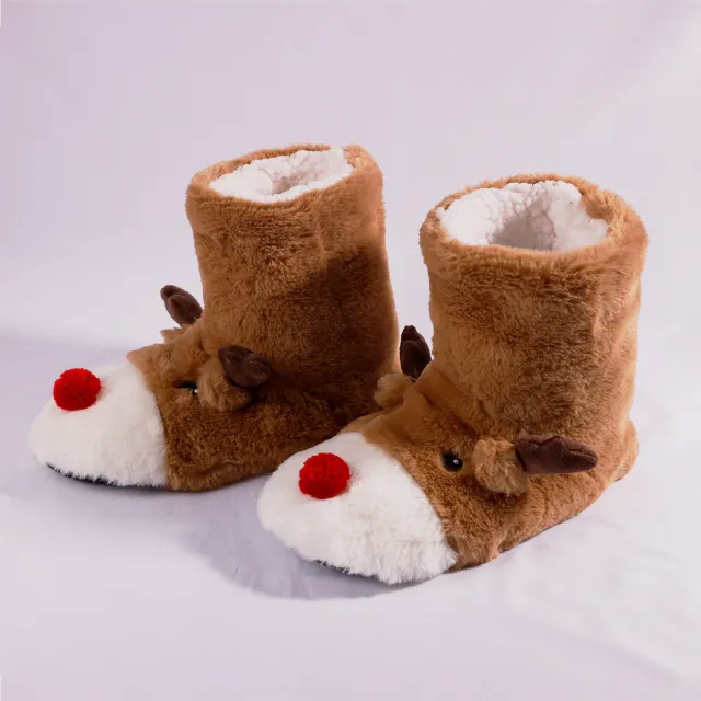 Indoor Warm Christmas Series Cotton Slippers Brown - Shop at LoveMi