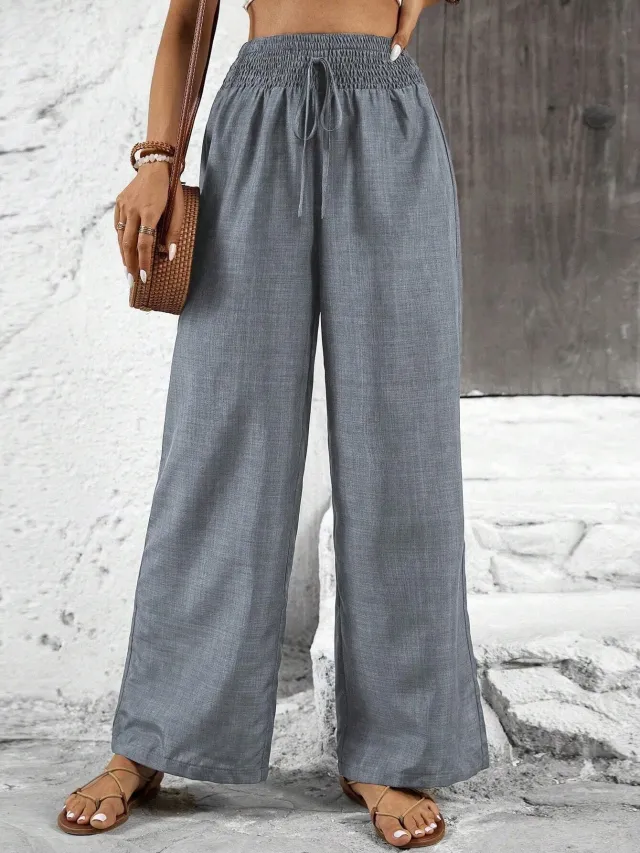 Retro Casual Pants High waisted Trousers Women Gray - Shop at LoveMi