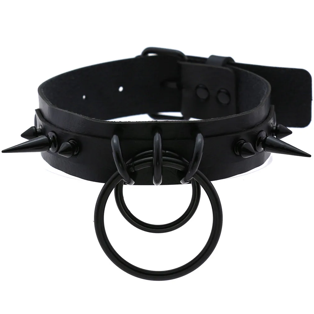 Title 3, Punk Choker Rivet Buckle Spike Collar Necklace ...