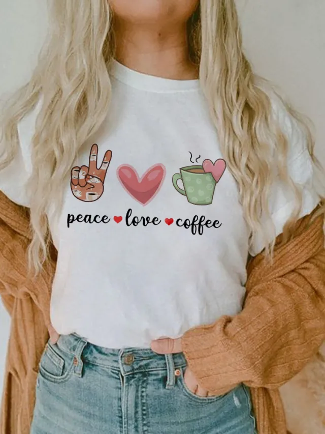 Women's Short sleeved T shirt Fashion Printed E Bottoming Shirt G - Shop at LoveMi