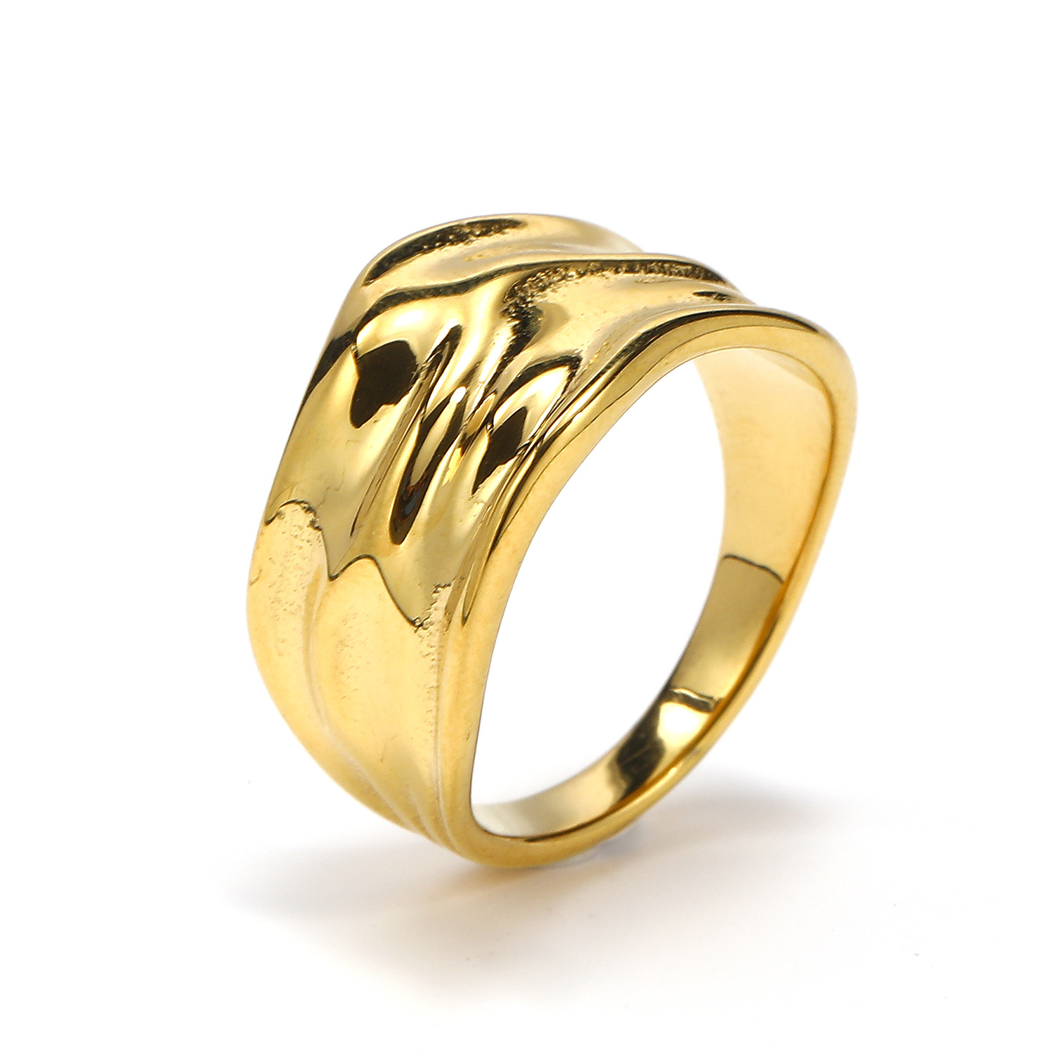 Women's Cold Style Niche Non-fading Pleated Titanium Steel Ring