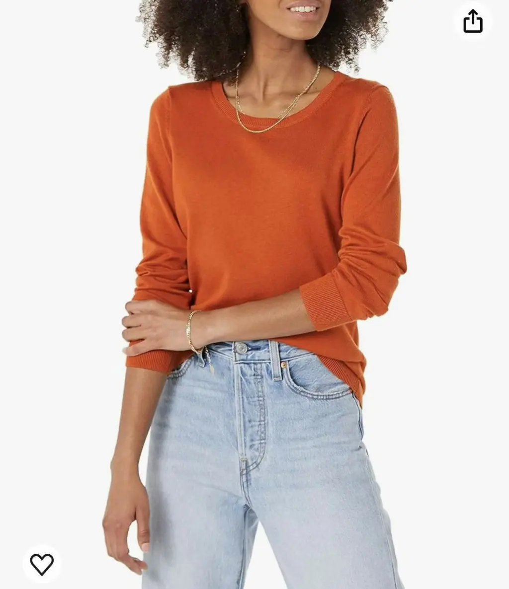 Autumn And Winter Long Sleeves Round Neck Sweater Sweater - Orange Red