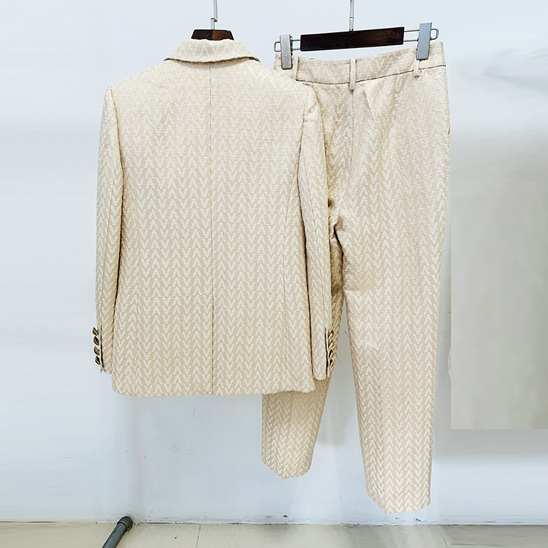 New European And American Star Fashion Jacquard Mid-length Suit Suit