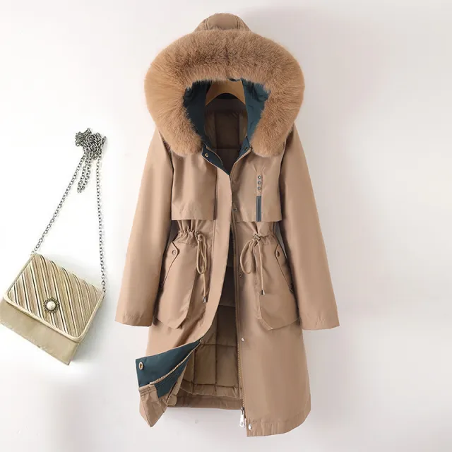 Fashionable Women's Mid length Cotton padded Coat Khaki - Shop at LoveMi