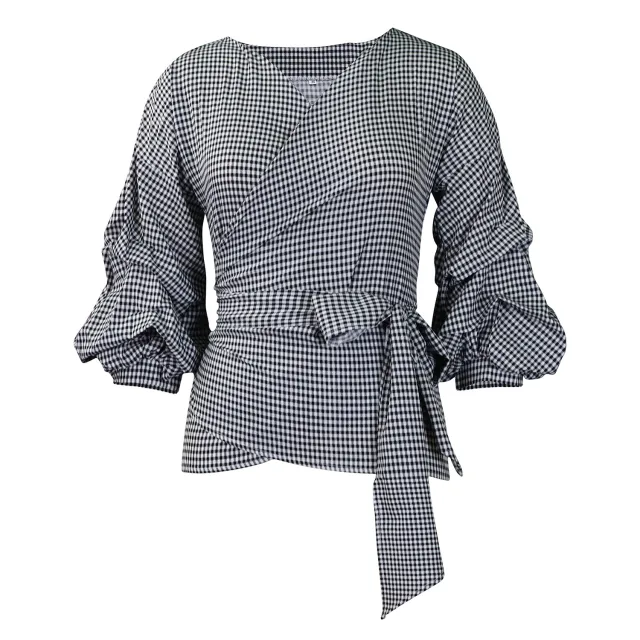 Big Bow Decorative Shirt Plaid Strap European And American Black - Shop at LoveMi