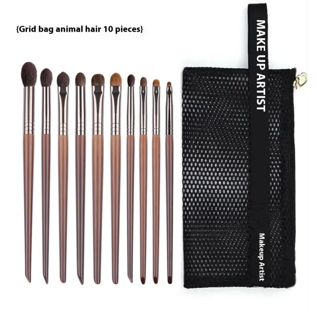 Eyeshadow Brush Set Fine Guangfeng Wool Super Soft 10 Pack Mesh Bag - Shop at LoveMi