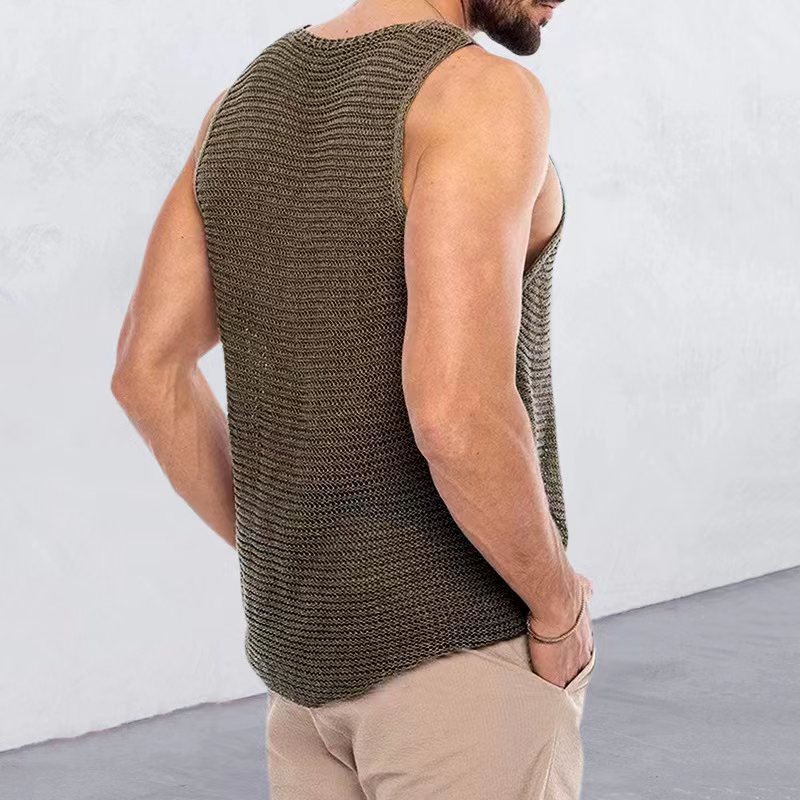 Title 3, New Mens Solid Color Loose Sleeveless Knitted ...