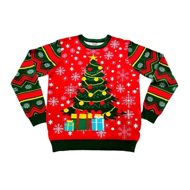 Round Neck Knitted Christmas Sweater European And American Red Pullover Jacquard - Shop at LoveMi