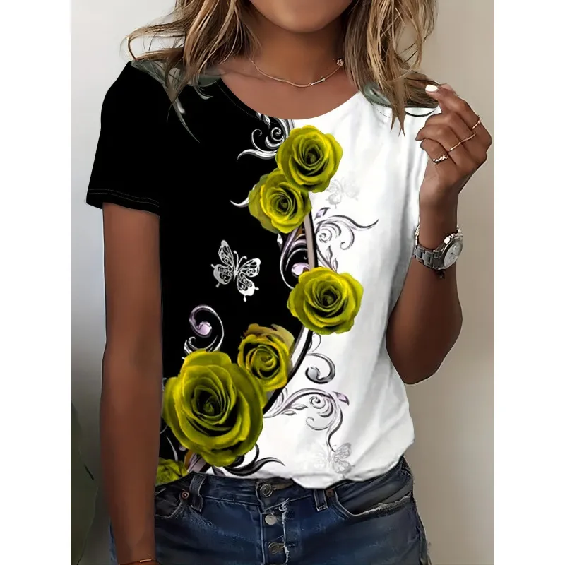 Women's Fashion 3D Printed Casual Short Sleeve - Hai037-S