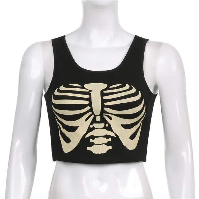 Gothic Style Vest Skull Print Fashion Black - Shop at LoveMi