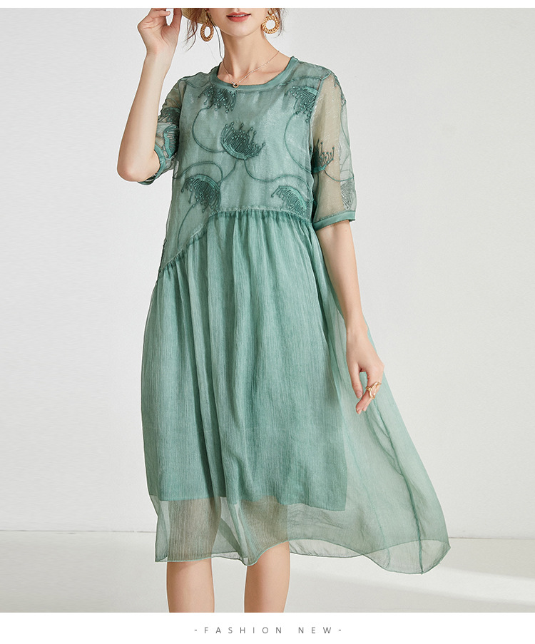 Embroidered Chiffon Midi Dress, picture 2 of 11