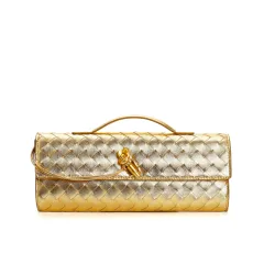 Woven Bag Shoulder Fashion Clutch Crossbody Bag - Gold - View 1