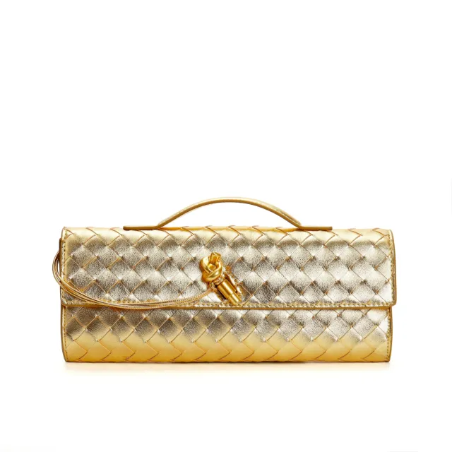 Woven Bag Shoulder Fashion Clutch Crossbody Bag Gold - Shop at LoveMi