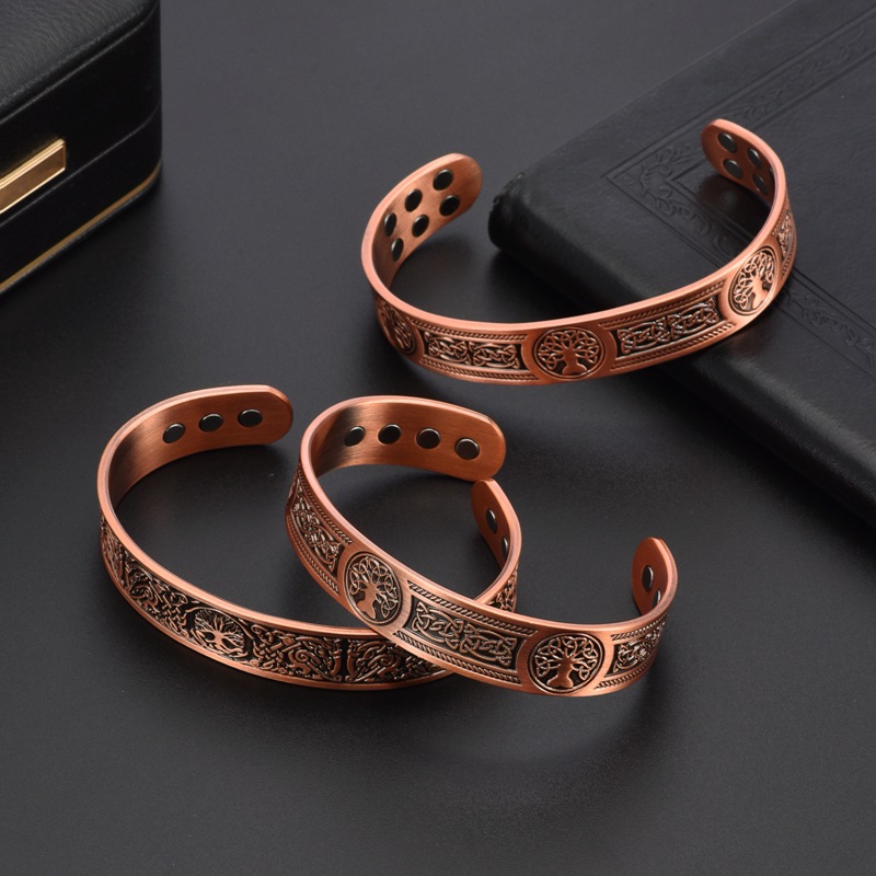 Magnetic Life Tree Purplish Red Copper Bracelet