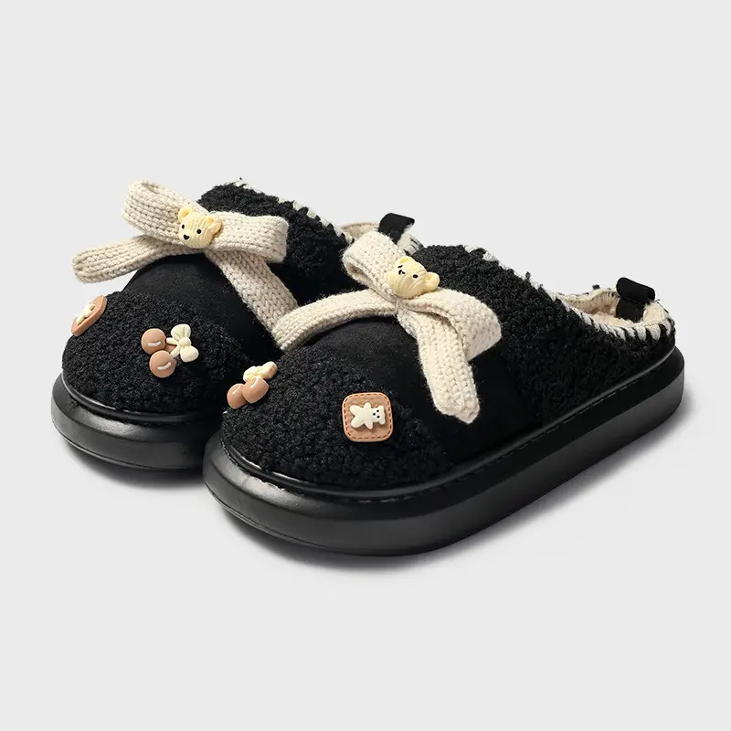 Height Increasing Non-slip Thick Bottom And Warm Keeping Cotton Slippers
