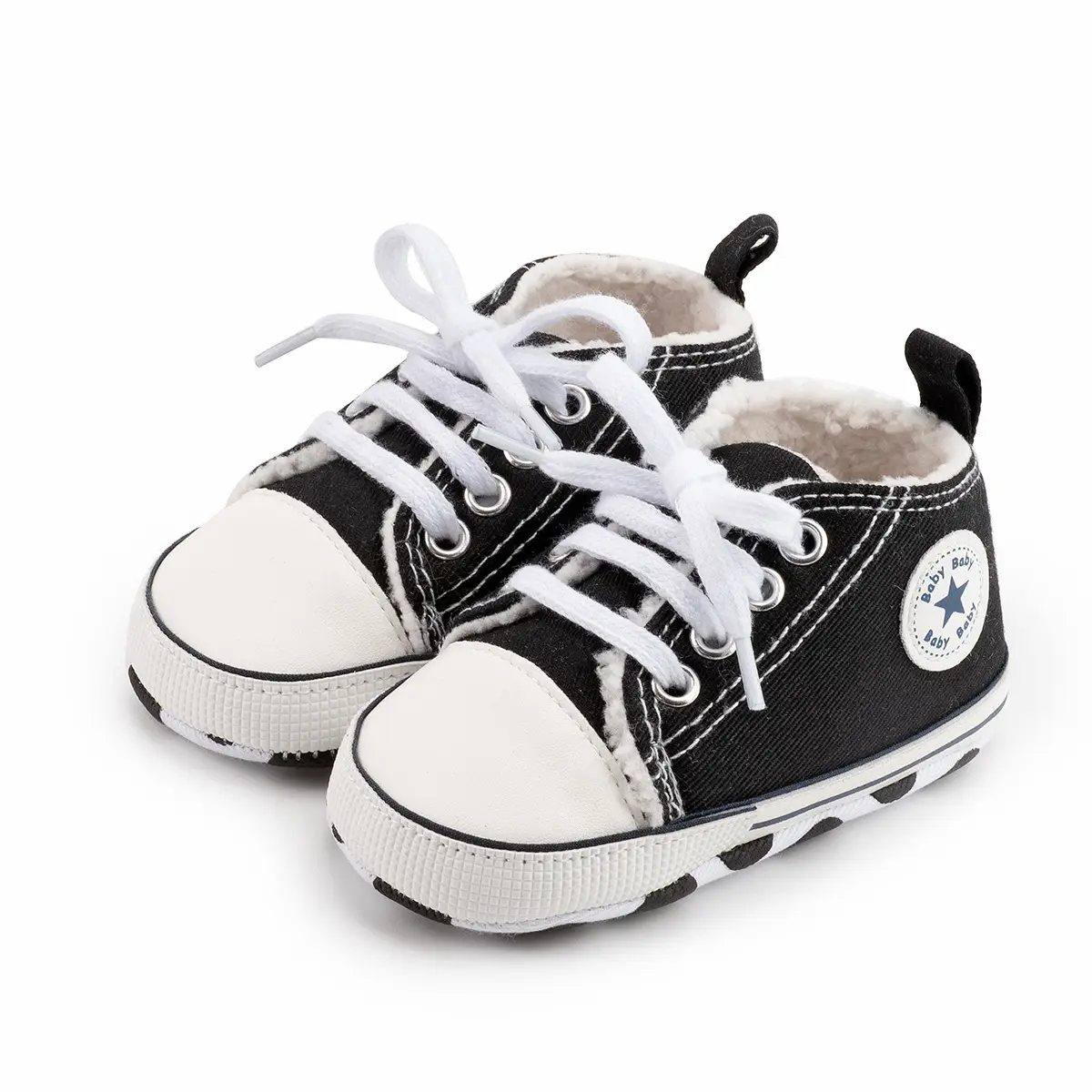 New Winter Baby's Shoes Cotton Shoes Fleece Lined Warm Canvas Shoes Baby Non Slip Soft Bottom Toddler Shoes Baby's Shoes