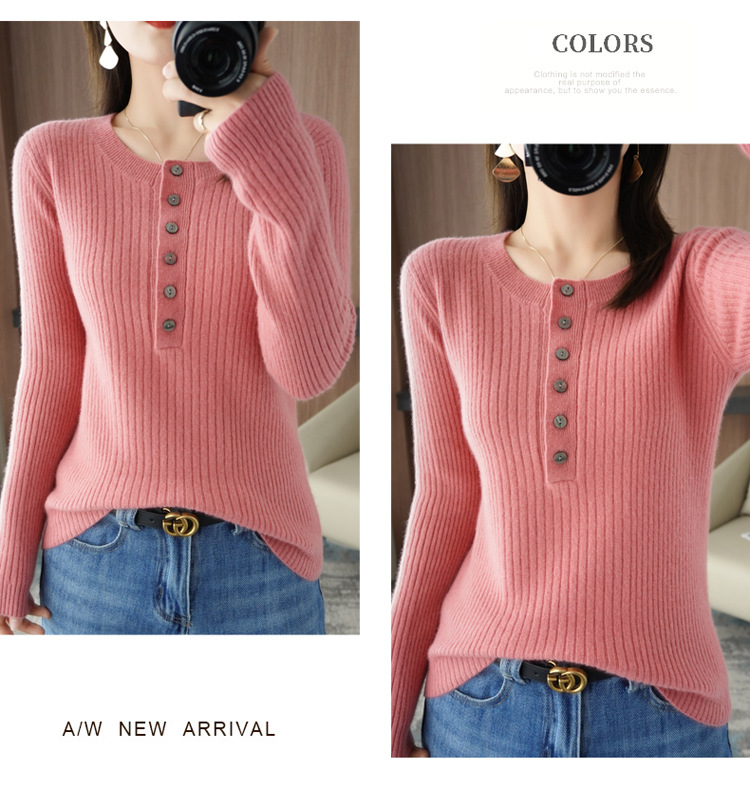 Title 17, New Cashmere Sweater Womens Round Neck Long Sl...