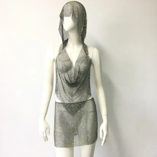 Sexy Stretch Fishnet Rhinestone Tight Group Suit Coat Skirt Suit - Shop at LoveMi