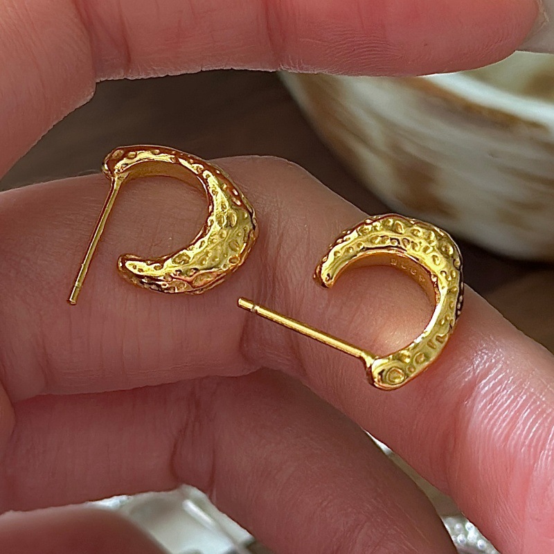 Womens Stylish Designer-inspired Textured Pleated Earrings