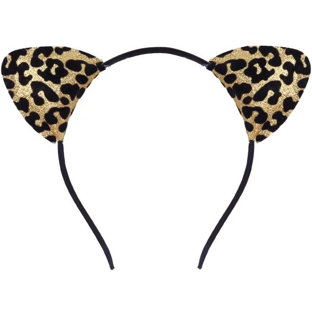 Cat Ear Color Headband Ear Ladies' Hair Pin Golden Leopard Print - Shop at LoveMi