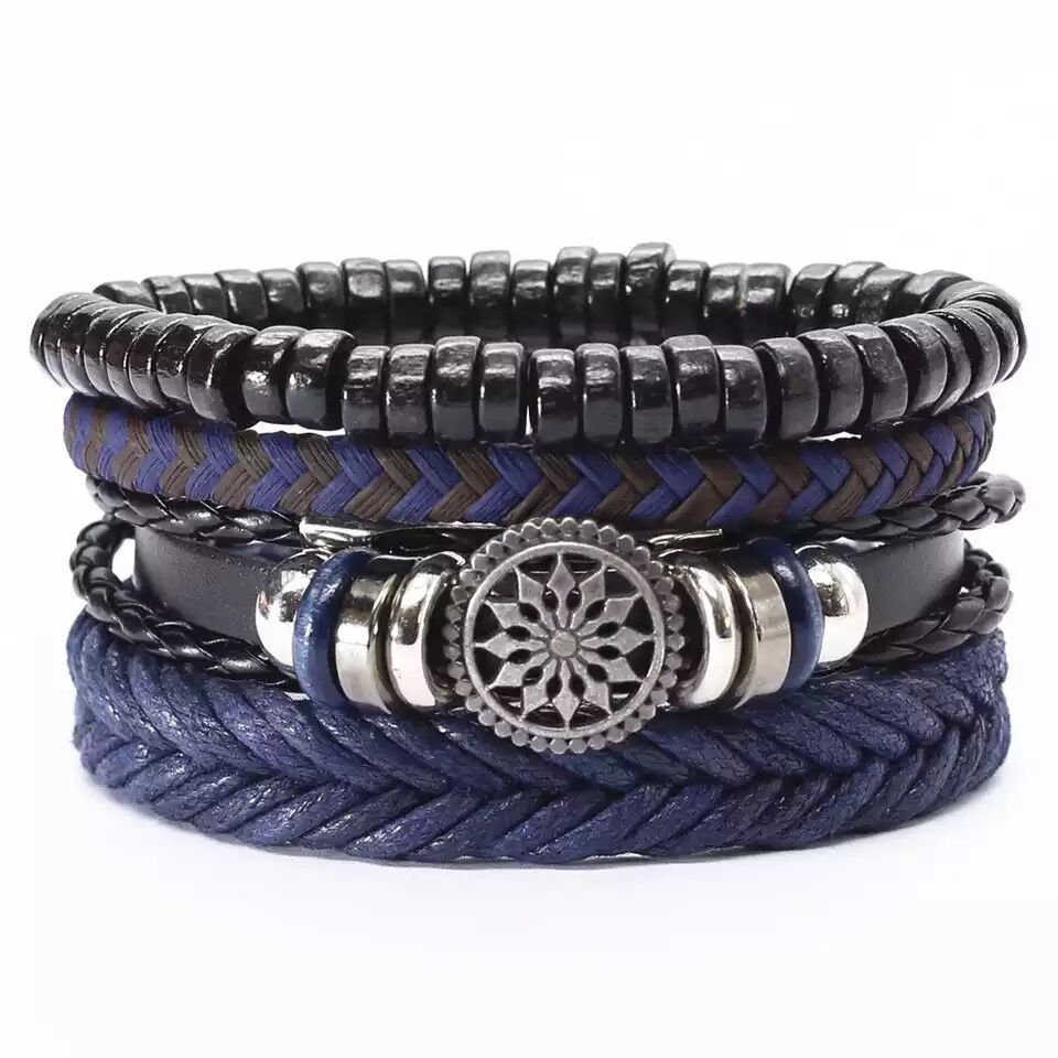 Multi-layer Bracelet Set Vintage-style Jewelry For Men